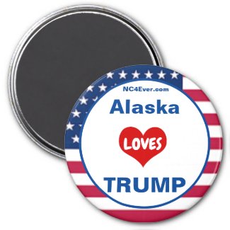 Alaska LOVES TRUMP Patriotic Fridge Magnet