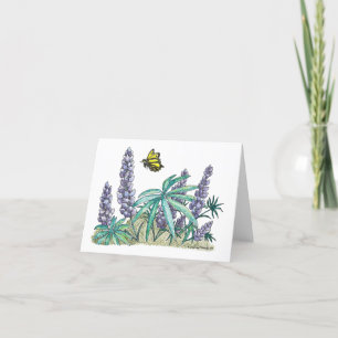 Alaska Lupine Flower Yellow Manarch Butterfly Thank You Card