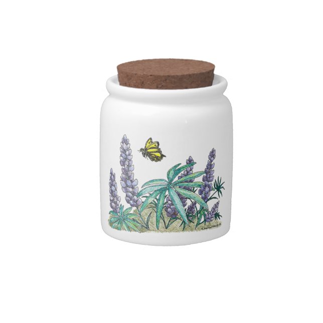 Alaska Lupine Watercolor Candy Jar (Front)