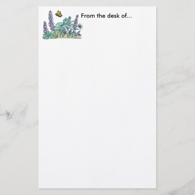 Alaska Lupine Watercolor Stationery (Front)
