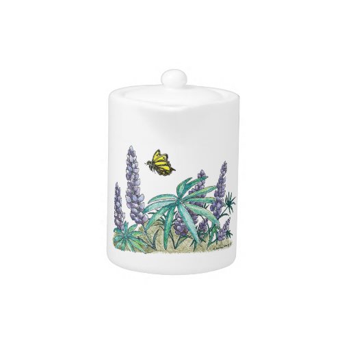 Alaska Lupine Watercolor Tea Pot