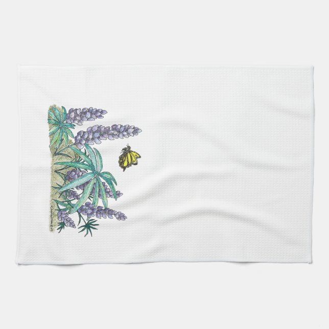 Alaska Lupine Watercolor Towel (Horizontal)