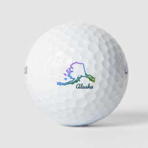 Alaska Map Colorful Line National Park Golf Balls