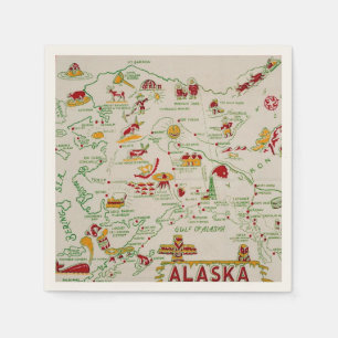 Alaska Map Illustrated Napkins