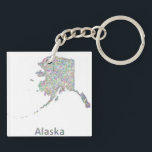 Alaska map keychain<br><div class="desc">Colorful line art design map of Alaska state.</div>
