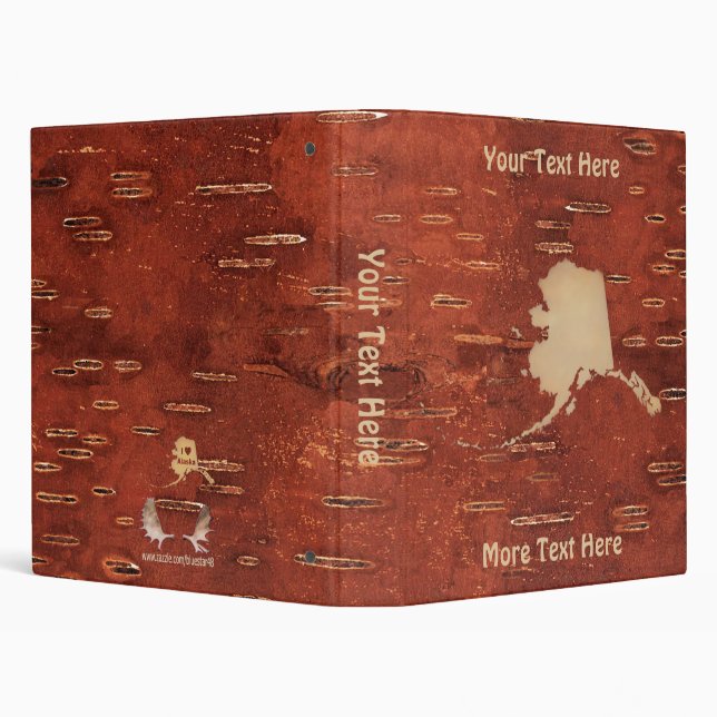 Alaska Map On Inner Birch Bark 3 Ring Binder (Background)