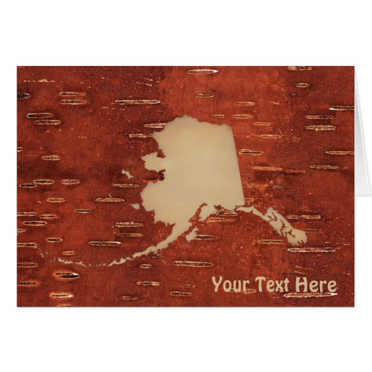Alaska Map On Inner Birch Bark Cards (Front Horizontal)