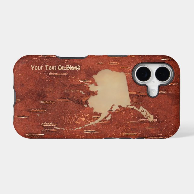 Alaska Map On Inner Birch Bark Case-Mate iPhone Case (Back (Horizontal))