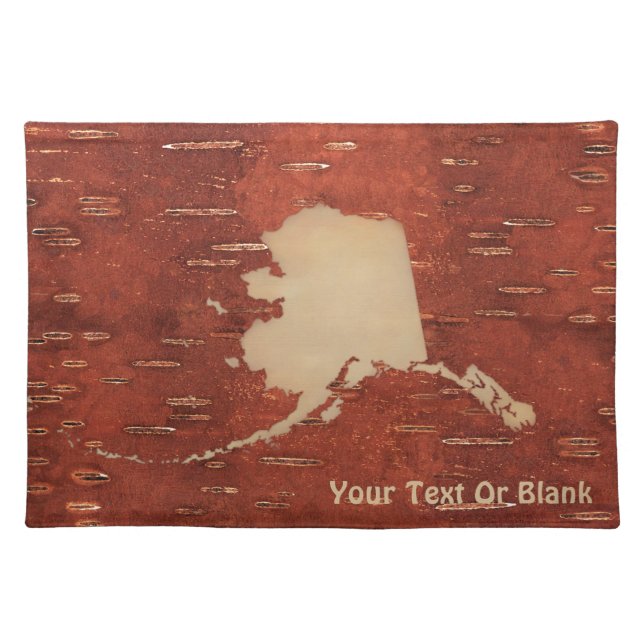 Alaska Map On Inner Birch Bark Cloth Placemat (Front)