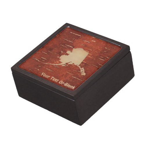 Alaska Map On Inner Birch Bark Gift Box