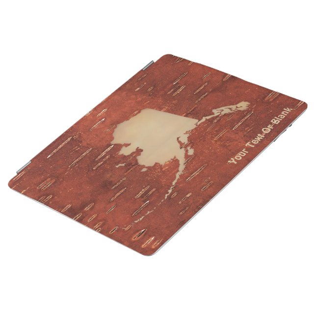 Alaska Map On Inner Birch Bark iPad Smart Cover (Side)