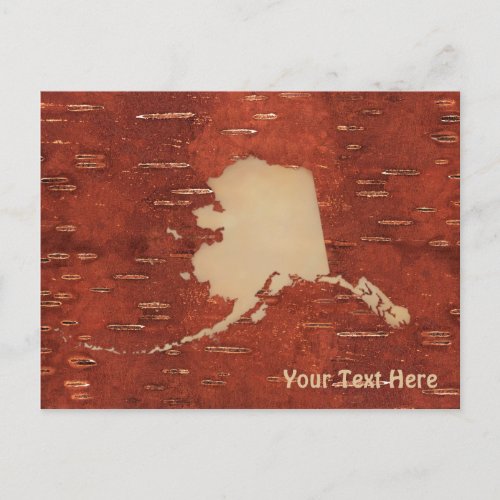 Alaska Map On Inner Birch Bark Postcard