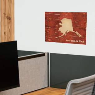 Alaska Map On Inner Birch Bark Wall Decal