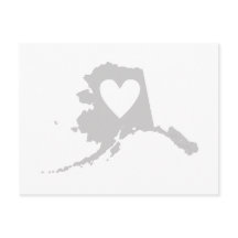 Alaska Map Shape Gray Heart Cutout Alaskan