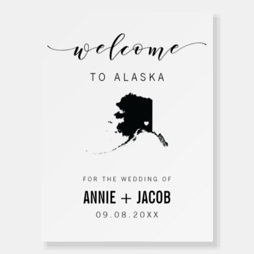 Alaska Map Wedding Welcome Sign Foam Board
