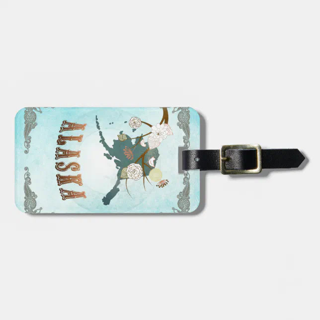 Alaska Map With Lovely Birds Luggage Tag | Zazzle