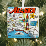 Alaska Metal Ornament<br><div class="desc">Alaska postcard map repurposed as an ornament.  Hang on your Christmas tree,  give as a gift,  add to your best gift wrap.</div>