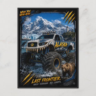 Alaska Monster Truck Off Road Art Postcard
