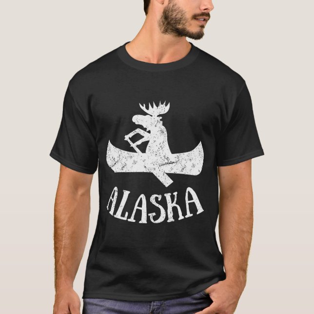 Alaska Moose Moose Canoe Vacation T-Shirt (Front)