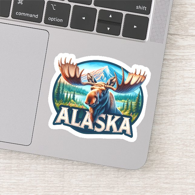 Alaska, Moose, Sticker (Detail)