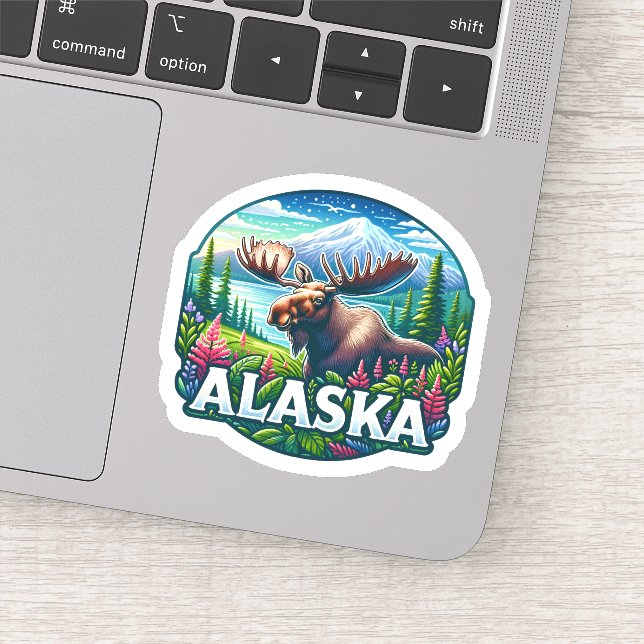 Alaska, Moose, Sticker (Detail)
