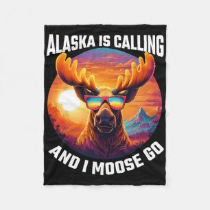 Alaska Moose Tourist Travel Funny Moose Adventure Fleece Blanket