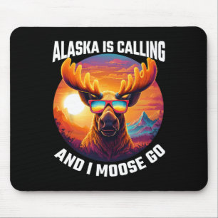 Alaska Moose Tourist Travel Funny Moose Adventure Mouse Pad