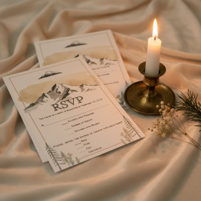 Alaska Mountain Denali Wilderness Neutral Wedding  RSVP Card (Creator Uploaded)