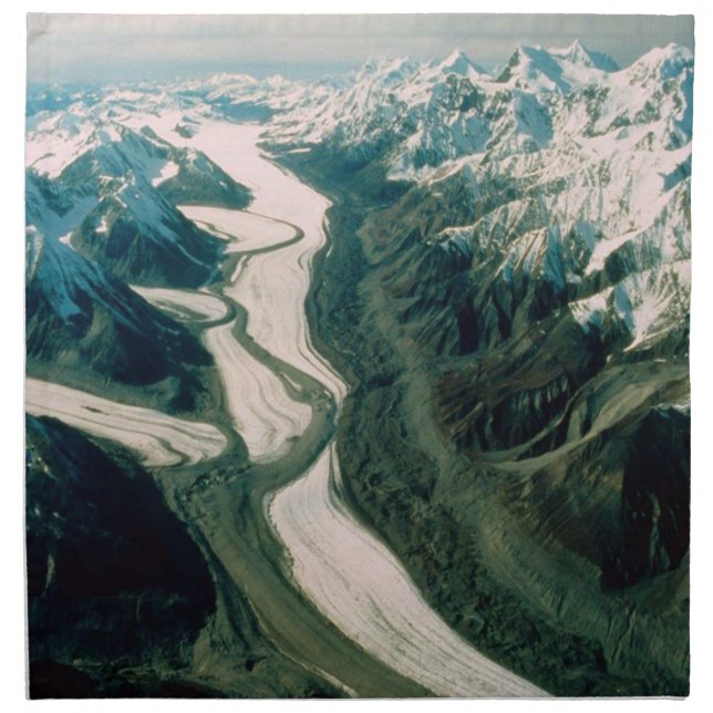 Alaska Mountain Range-Aerial View Cloth Napkin (Front)