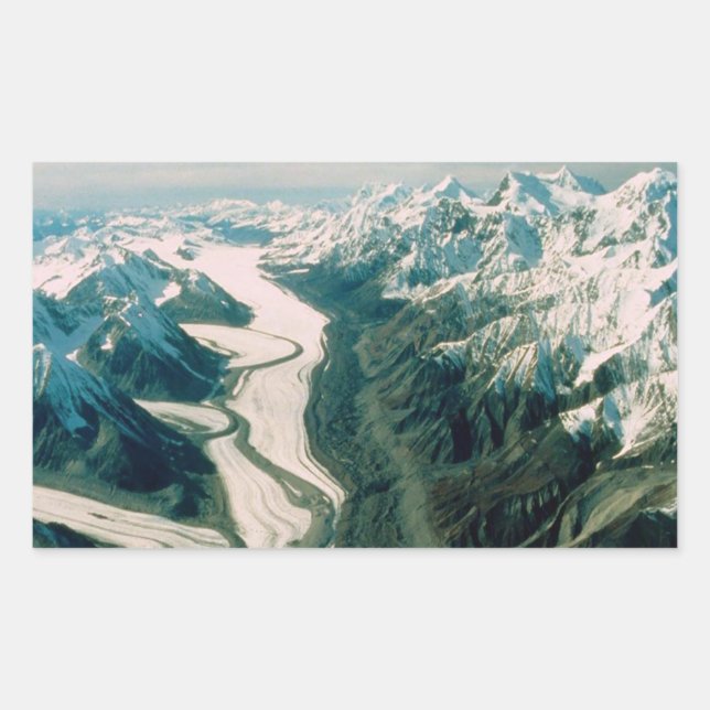 Alaska Mountain Range-Aerial View Rectangular Sticker (Front)