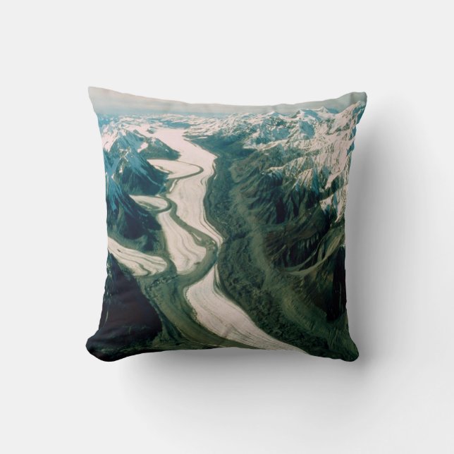 Alaska Mountain Range-Aerial View Throw Pillow (Front)