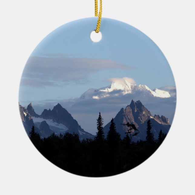 Alaska Mountain Range Denali Ceramic Ornament (Front)