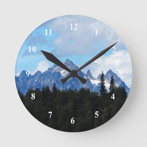 Alaska Mountain Range Photo Round Clock