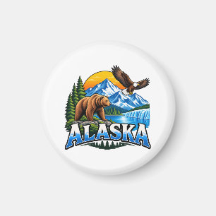 Alaska Mountains and Bear  Magnet
