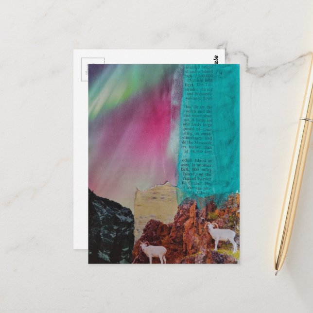Alaska Mountains and Wildlife Collage Postcard (Front/Back In Situ)