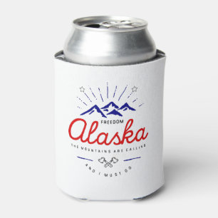 Alaska Mountains are Calling I Must Go Light-Color Can Cooler