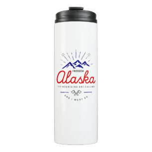 Alaska Mountains are Calling I Must Go Light-Color Thermal Tumbler