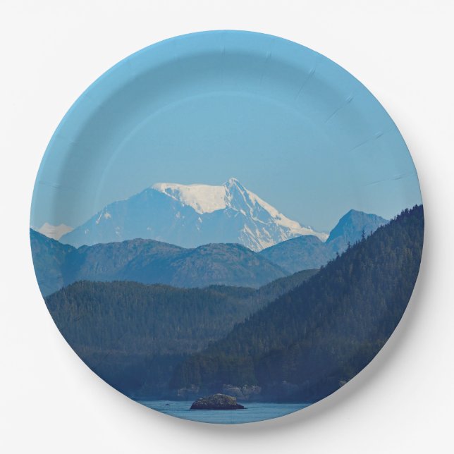 Alaska Mountains Coast Photo Paper Plates (Front)