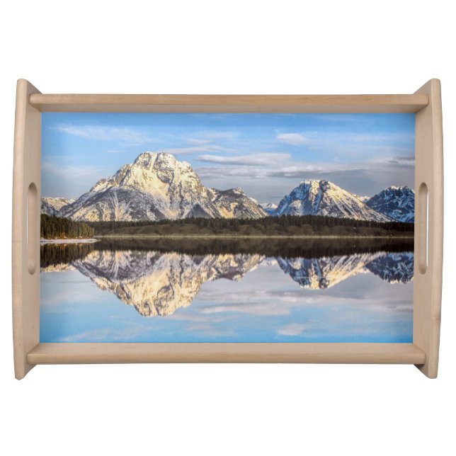 Alaska Mountains Reflection Photo Serving Tray (Front)