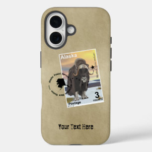 Alaska Muskox Postage Stamp Souvenir iPhone 16 Case