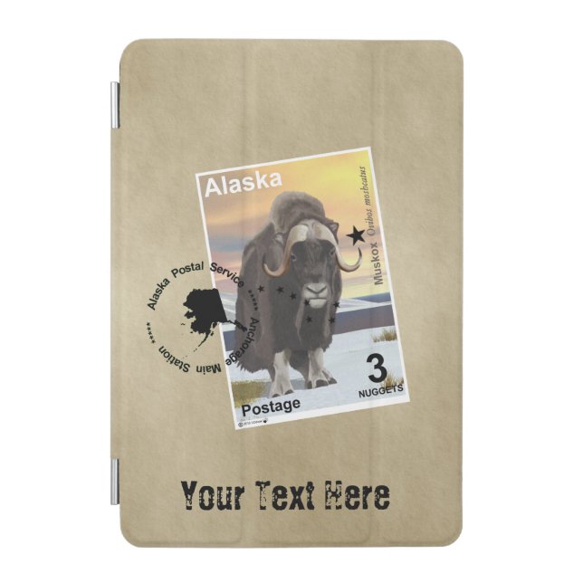 Alaska Muskox Postage Stamp Souvenir iPad Mini Cover (Front)