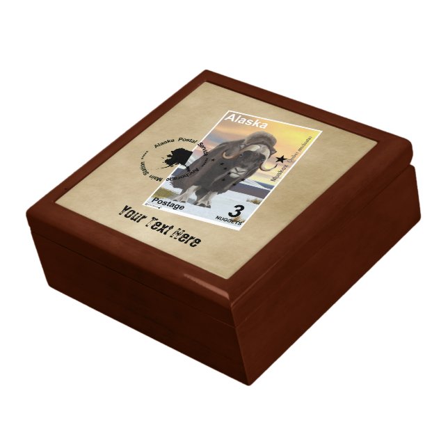 Alaska Muskox Postage Stamp Souvenir Keepsake Box (Side)