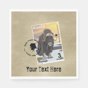 Alaska Muskox Postage Stamp Souvenir Napkins