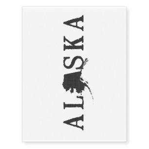 Alaska Name with State Shaped Letter Temporary Tattoos
