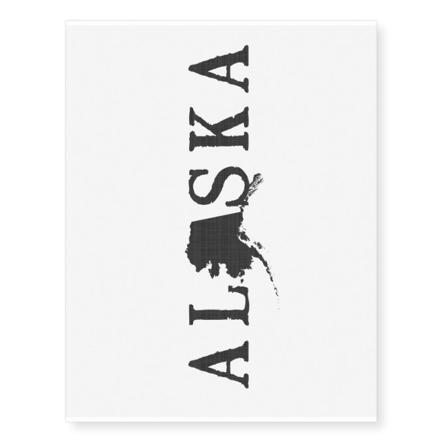 Alaska Name with State Shaped Letter Temporary Tattoos (Front)