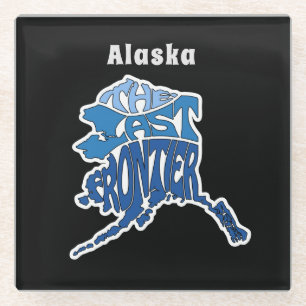 Alaska Nickname Word Art Glass Coaster