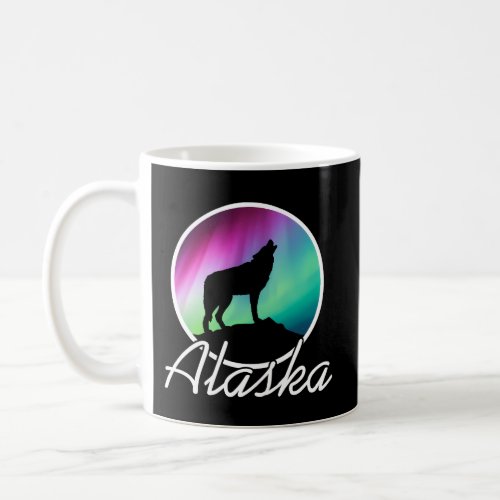Alaska Northern Lights Alaskan Wolf Aurora Boreali Coffee Mug