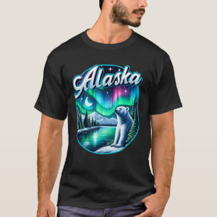 Alaska Northern Lights Aurora Borealis Bear Sky Tr T-Shirt