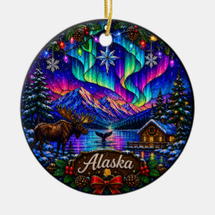 Alaska Northern Lights Aurora Borealis Ceramic Ornament