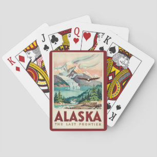 Alaska Northern Lights Bald Eagle Illustration Poker Cards